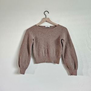 Aritzia Babaton Brown Wool Linen Blend Cropped Sweater